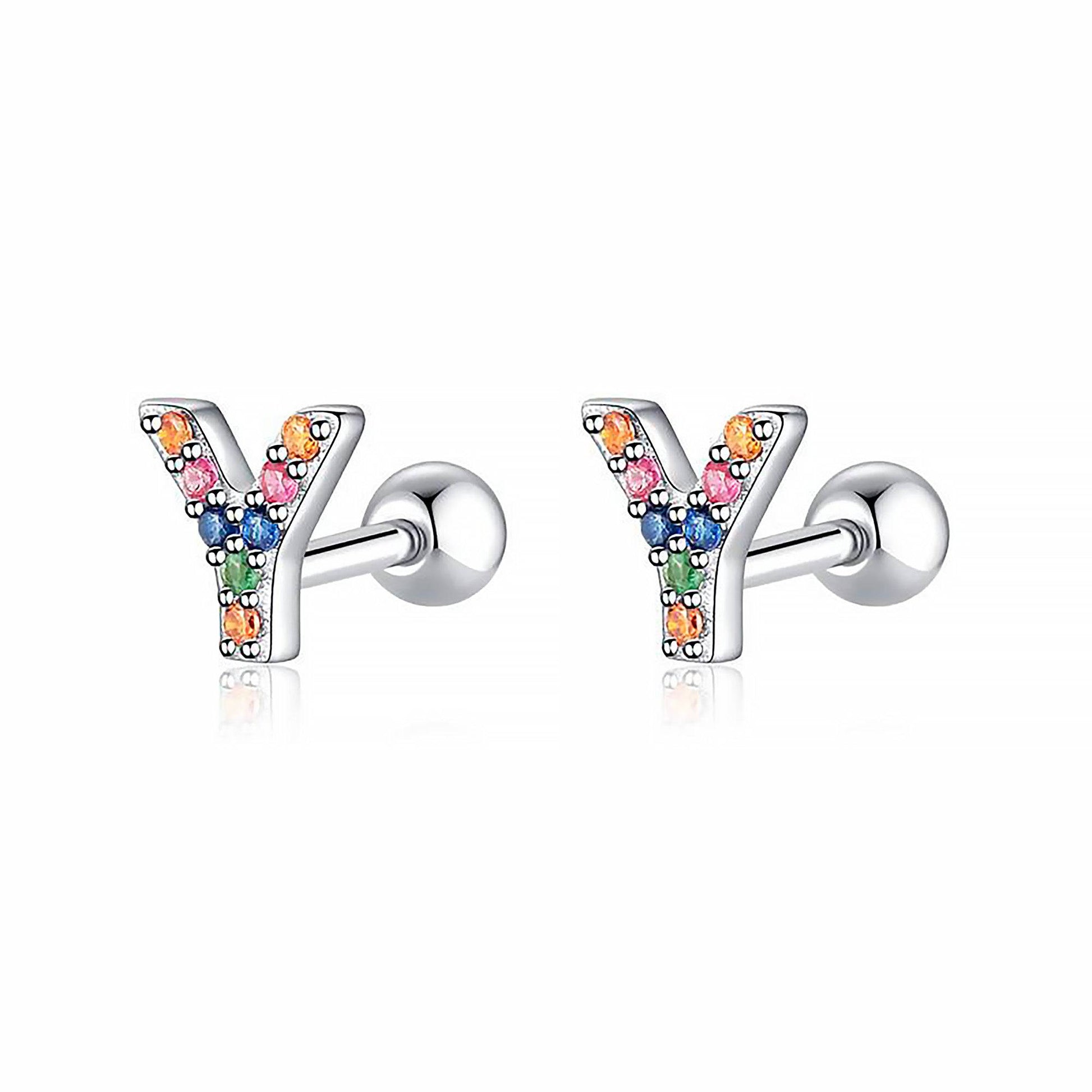 Coloured Letter Earrings - Letria-Y-Silver-Nora Luxe