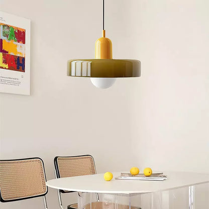 Colourful Pendant Lamp in Bauhaus Style - StiloGlas-9.84 x 7.09 in-Green-Red-Nora Luxe