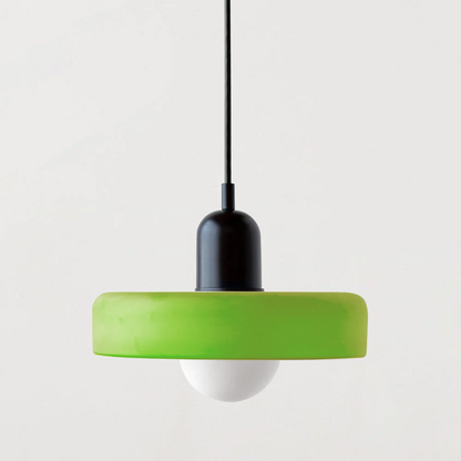 Colourful Pendant Lamp in Bauhaus Style - StiloGlas-9.84 x 7.09 in-Green-Red-Nora Luxe