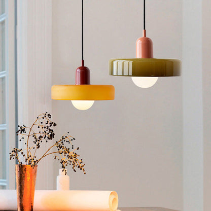 Colourful Pendant Lamp in Bauhaus Style - StiloGlas-9.84 x 7.09 in-Green-Red-Nora Luxe