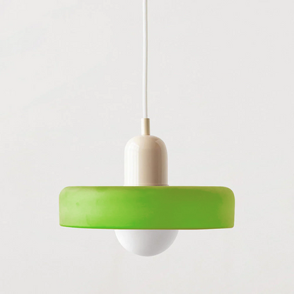 Colourful Pendant Lamp in Bauhaus Style - StiloGlas-9.84 x 7.09 in-Icy green-Beige-Nora Luxe