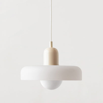 Colourful Pendant Lamp in Bauhaus Style - StiloGlas-9.84 x 7.09 in-White-Beige-Nora Luxe