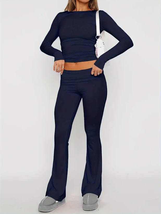 Relaxed Fit 2-Piece Wide Leg Set - Pexav