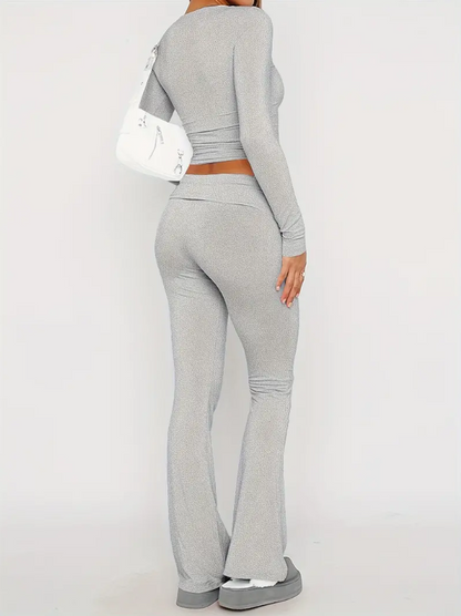 Comfortable 2-Piece Flare Set – Nova-Grey-XS-The Livary