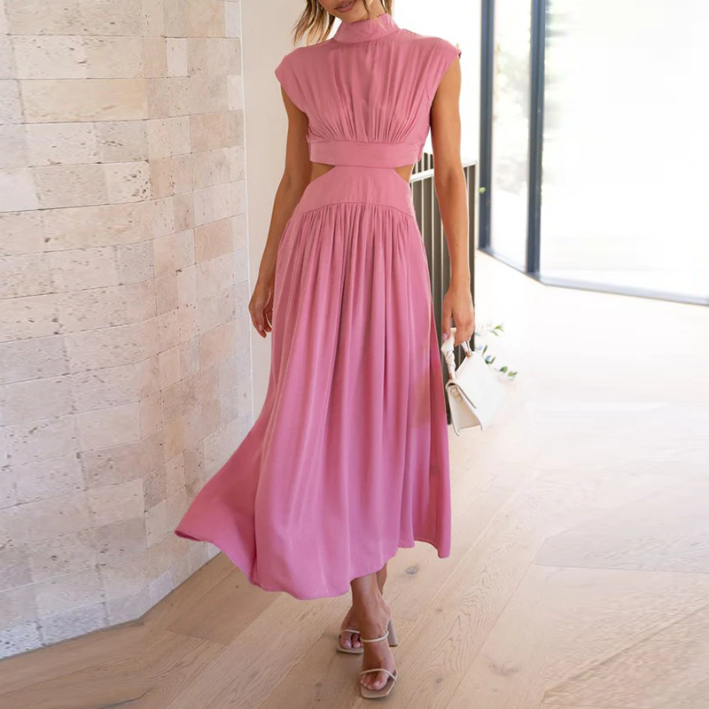 Comfortable and Stylish Stretch Dress - Mira-Pink-S-Nora Luxe