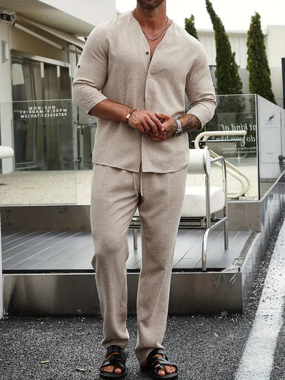 Comfortable Beige Linen Men's Outfit – Enzo-S-State of Style