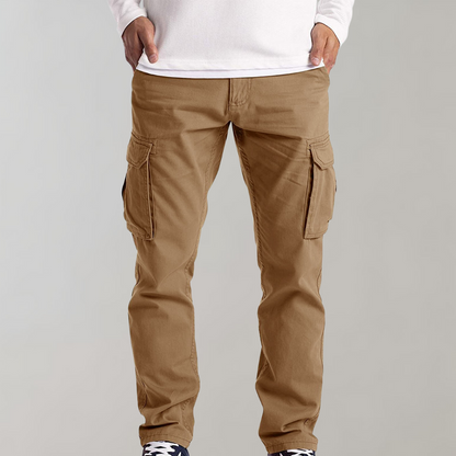 Comfortable Cargo Trousers for Men - Jasper-Khaki-XS-Nora Luxe