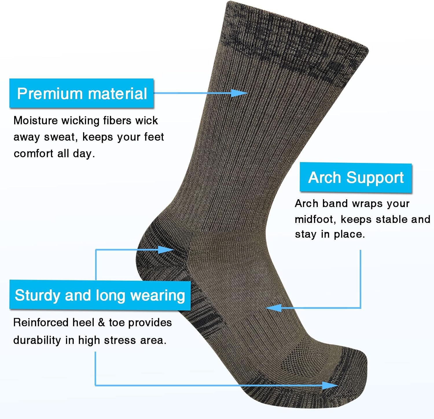 Comfortable Cotton Sports Socks (4 or 6 Pairs) - Lucas-Green (4 pairs)-Nora Luxe