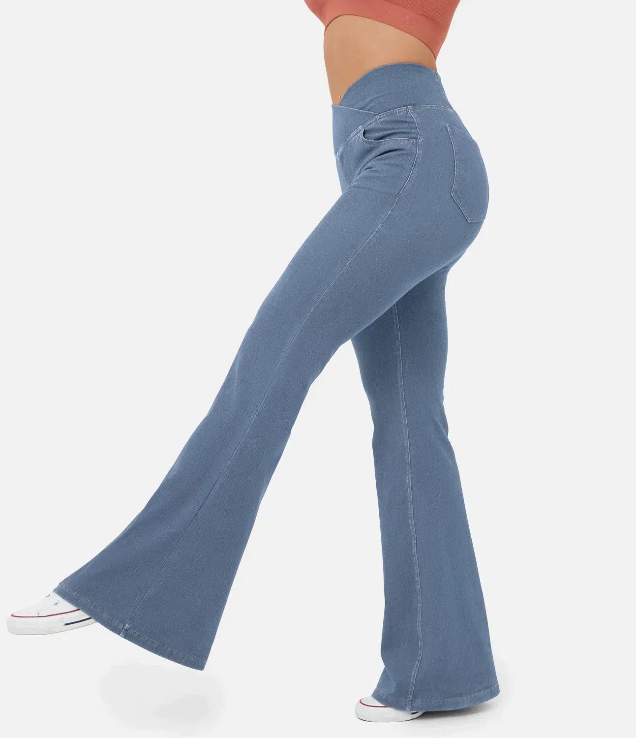 Comfortable Curvy High Waist Jeans - Aria-Light blue-S-Nora Luxe