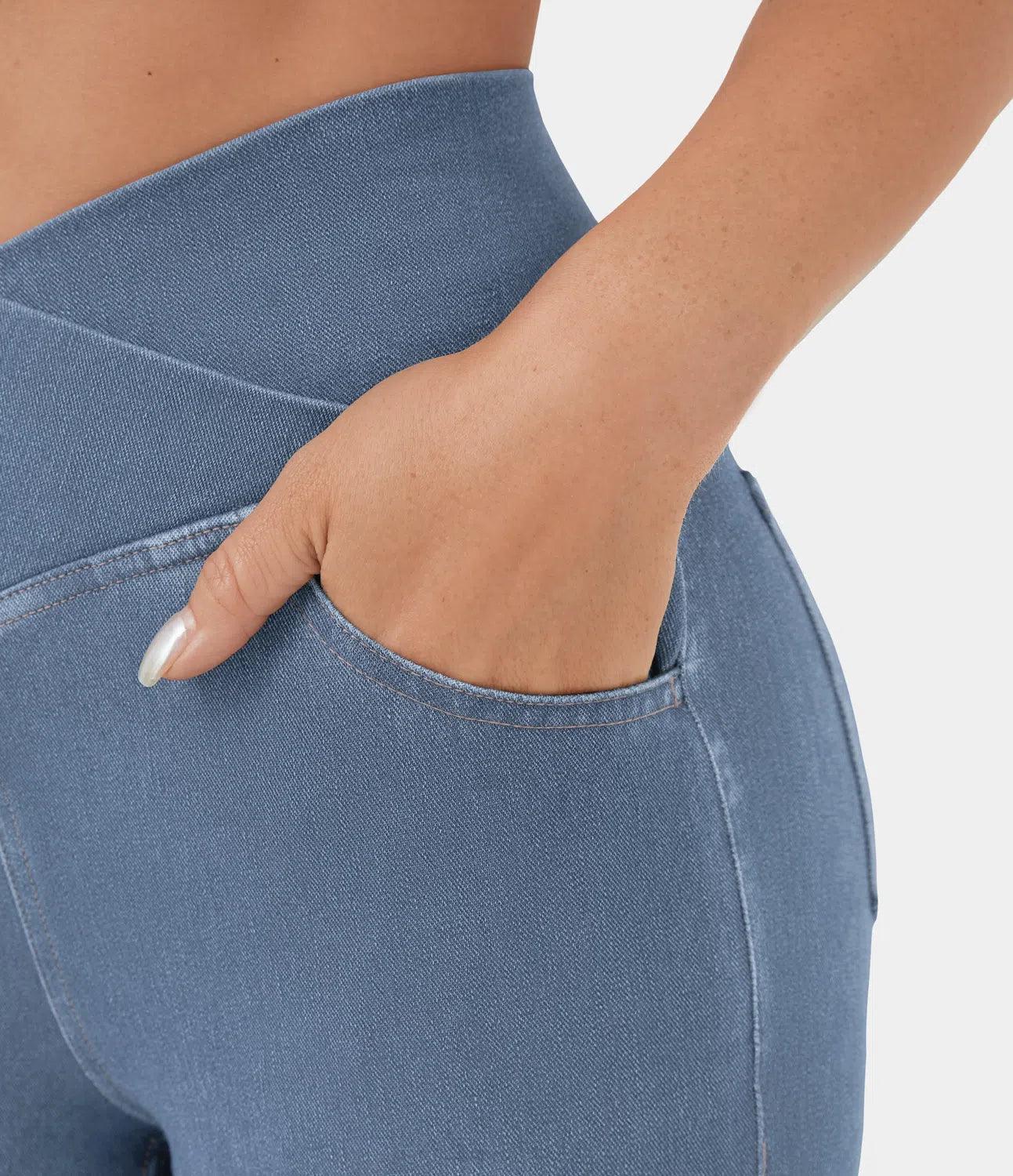 Comfortable Curvy High Waist Jeans - Aria-Light blue-XS-Nora Luxe
