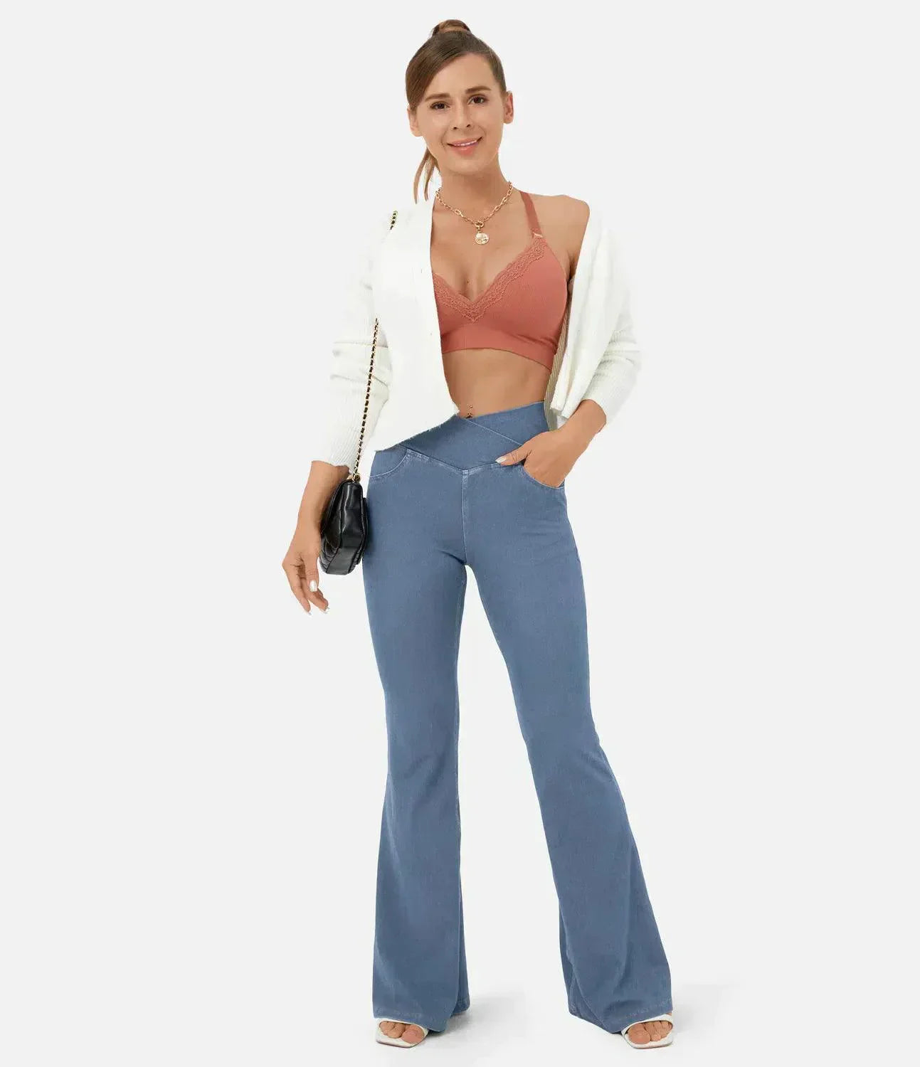 Comfortable Curvy High Waist Jeans - Aria-Light blue-XS-Nora Luxe