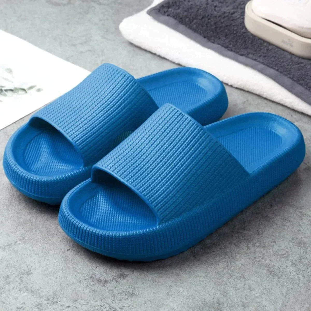 Comfortable Cushioned Slippers - Nora-Blue-4/4.5-The Livary