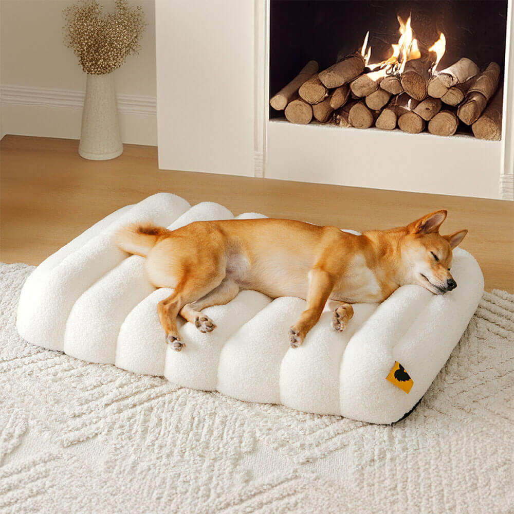 Comfortable Dog Bed - Cheesecake Comfort Bed-White-M-Nora Luxe