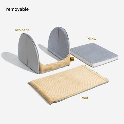 Comfortable Dog Tent Bed - CozyCave-Khaki-M-Nora Luxe