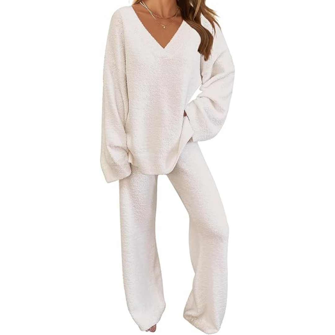 Comfortable Fleece Lounge Set - Rianne-Beige-S-Nora Luxe