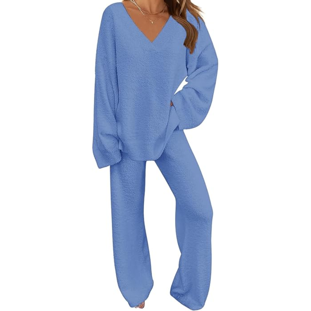 Comfortable Fleece Lounge Set - Rianne-Blue-S-Nora Luxe