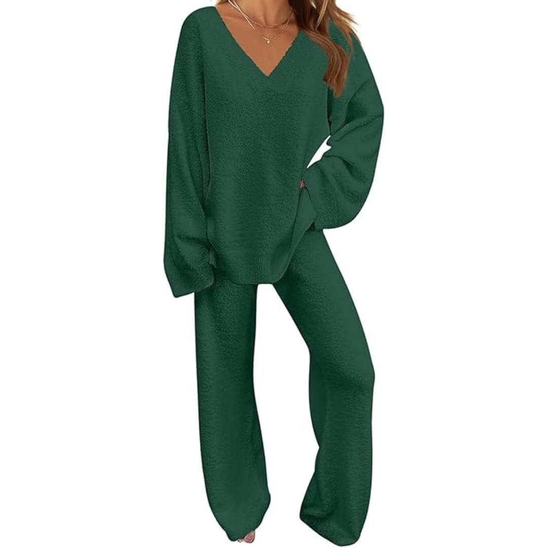 Comfortable Fleece Lounge Set - Rianne-Green-S-Nora Luxe