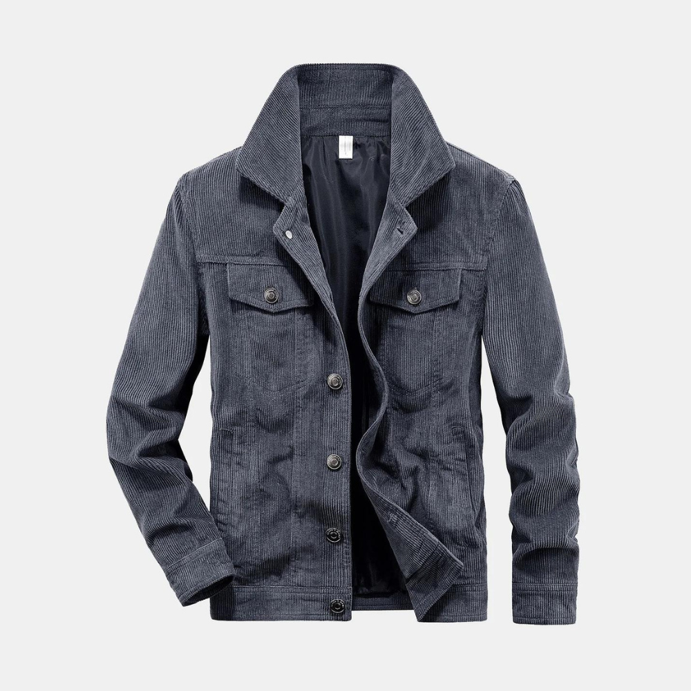 Relaxed Fit Grey Cotton Jacket - Pexav