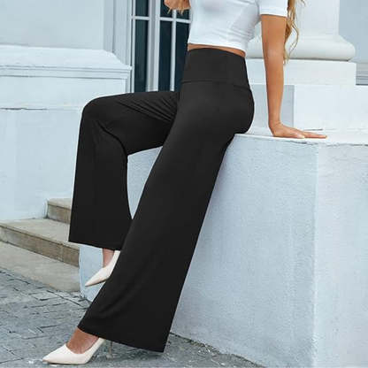 Comfortable High Waist Wide Palazzo Trousers - Oriana-Black-S-Nora Luxe