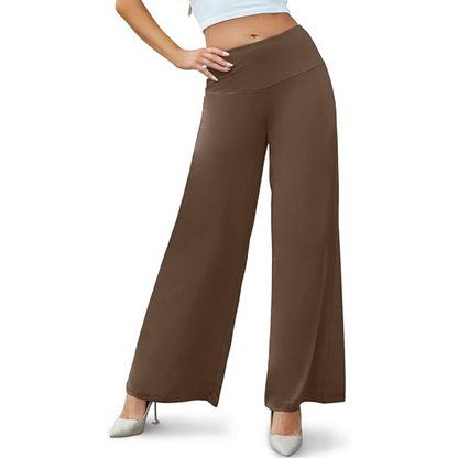 Comfortable High Waist Wide Palazzo Trousers - Oriana-Brown-S-Nora Luxe