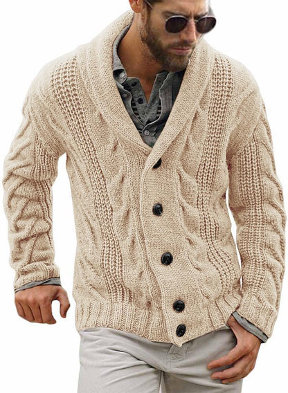 Comfortable Knitted Men's Cardigan - Lucas-Beige-M-Nora Luxe
