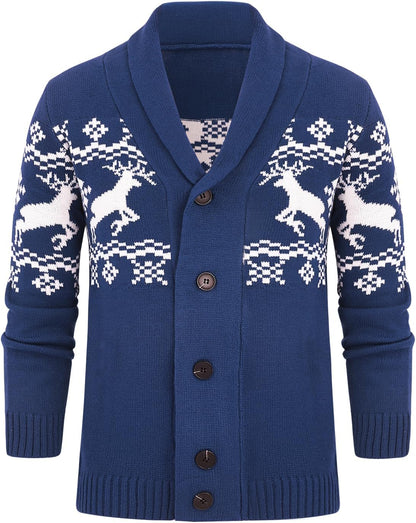 Comfortable Knitted Men's Cardigan - Lucas-Blue-M-Nora Luxe