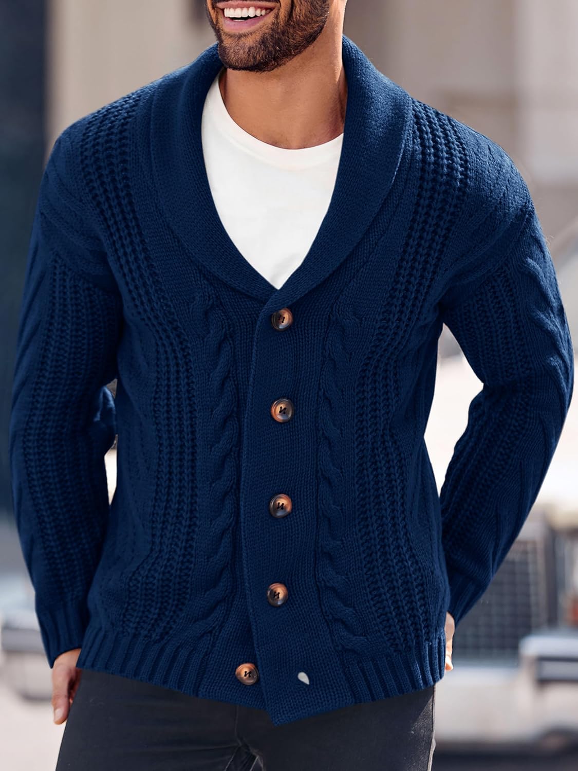 Comfortable Knitted Men's Cardigan - Lucas-Green-M-Nora Luxe