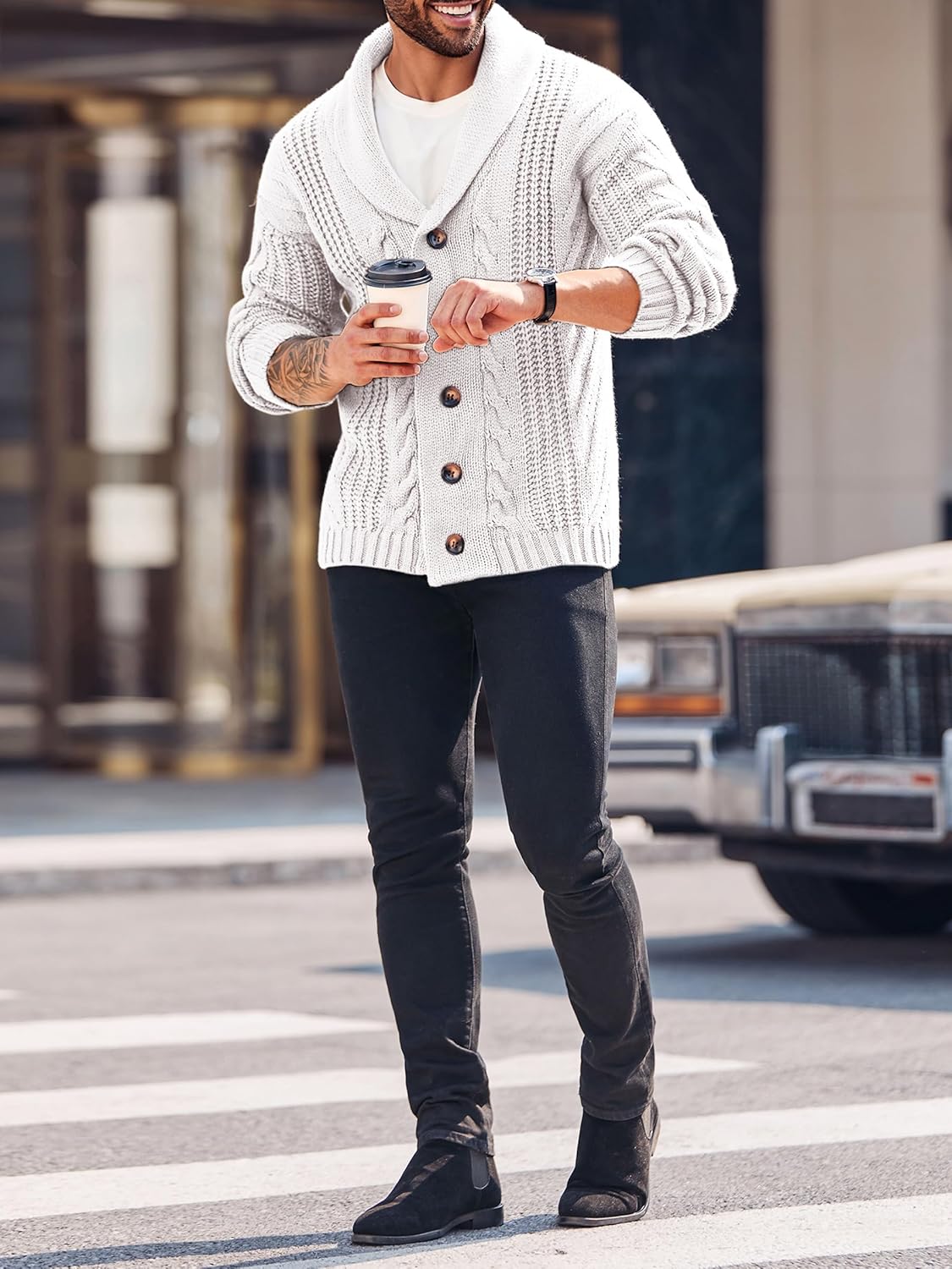 Comfortable Knitted Men's Cardigan - Lucas-Green-M-Nora Luxe