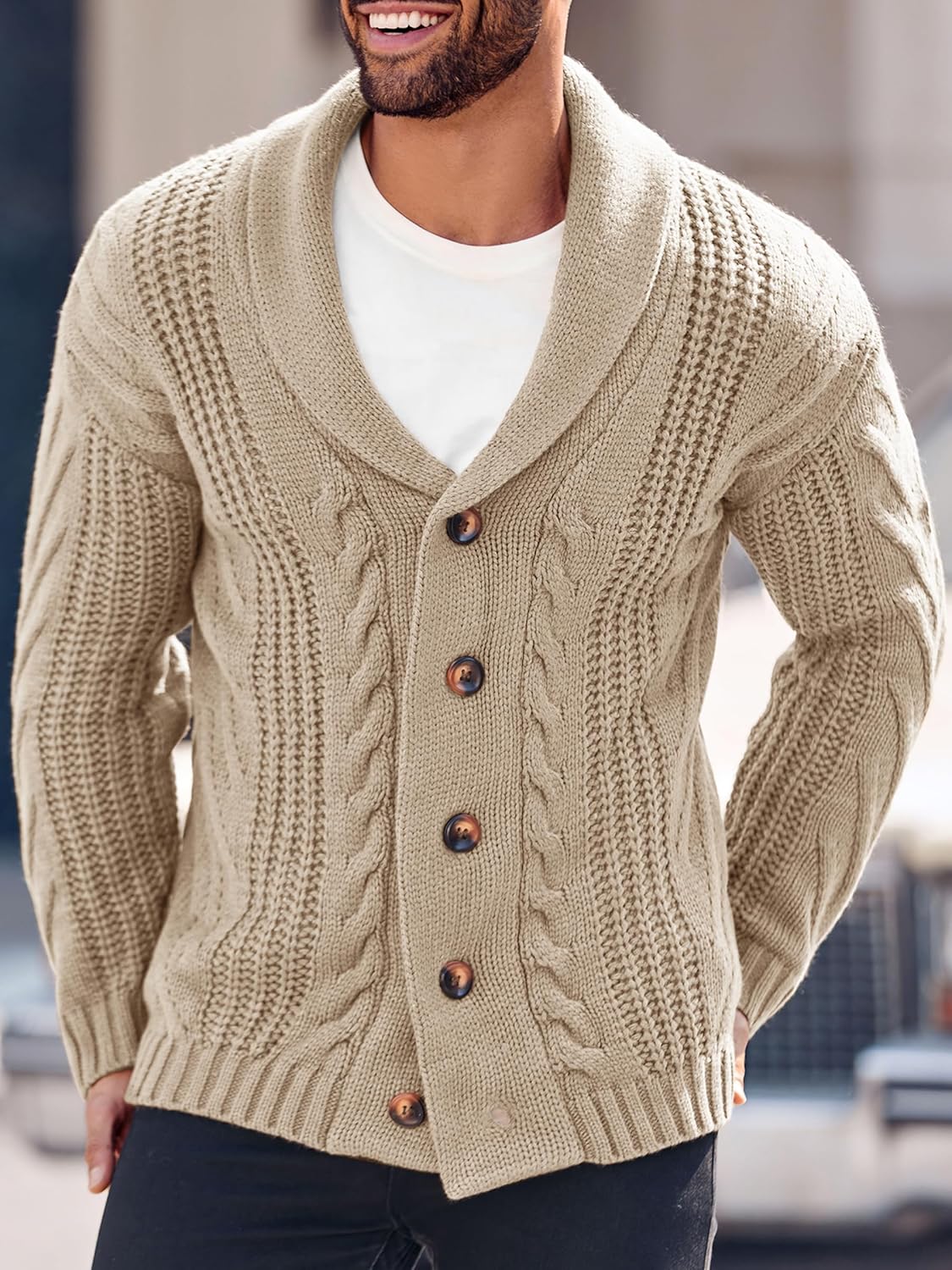 Comfortable Knitted Men's Cardigan - Lucas-Green-M-Nora Luxe