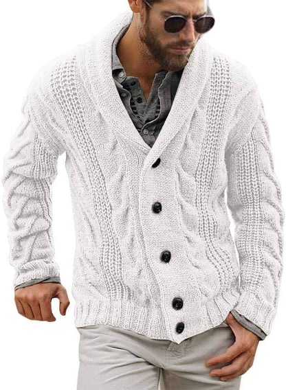 Comfortable Knitted Men's Cardigan - Lucas-White-M-Nora Luxe
