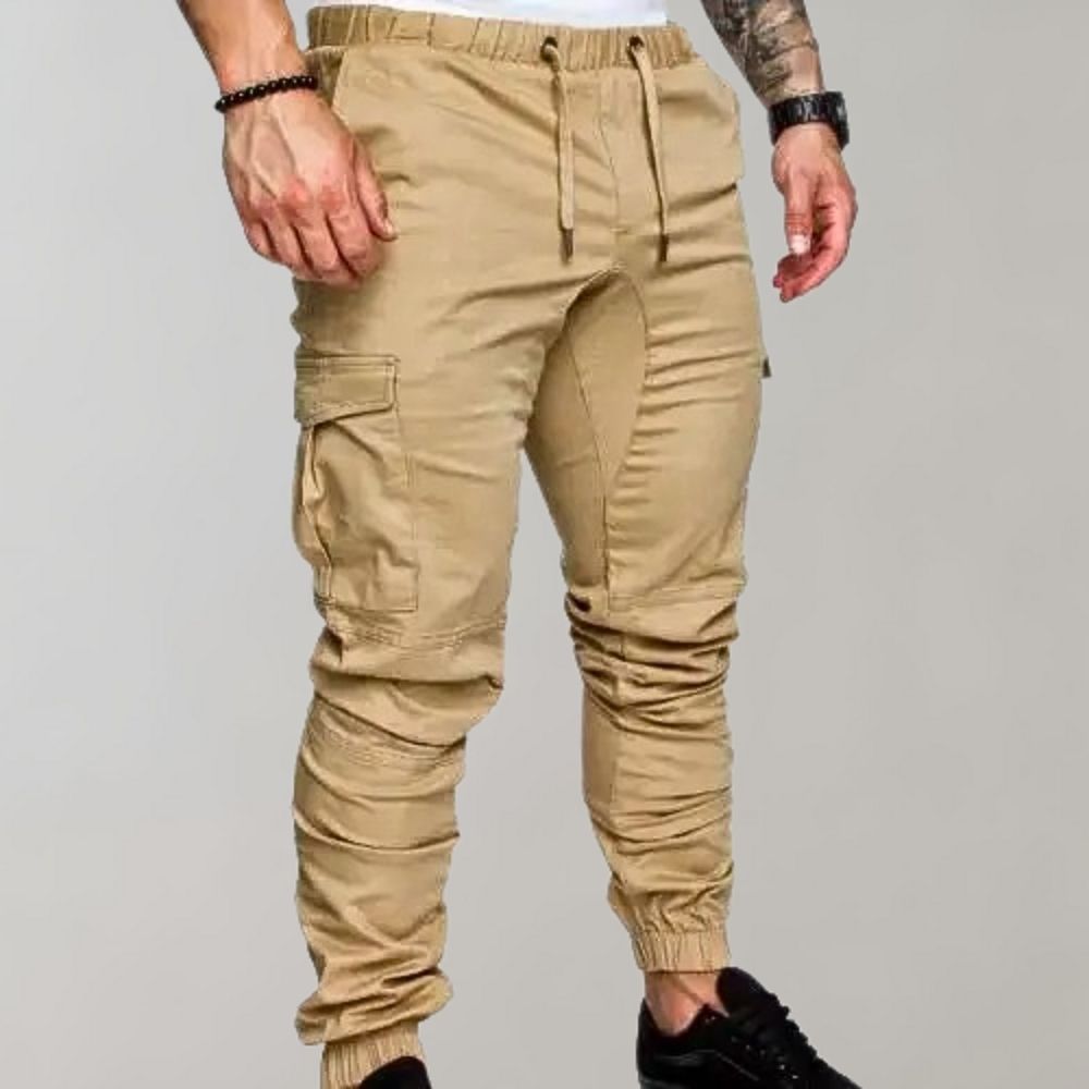 Comfortable Men's Cargo Pants - Elias-Khaki-M-Nora Luxe