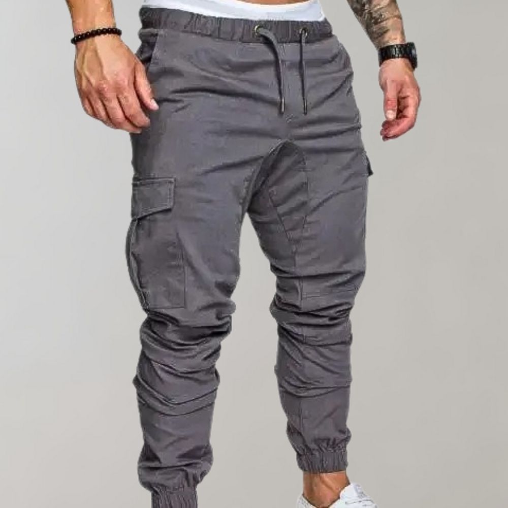 Comfortable Men's Cargo Pants - Elias-Light grey-M-Nora Luxe