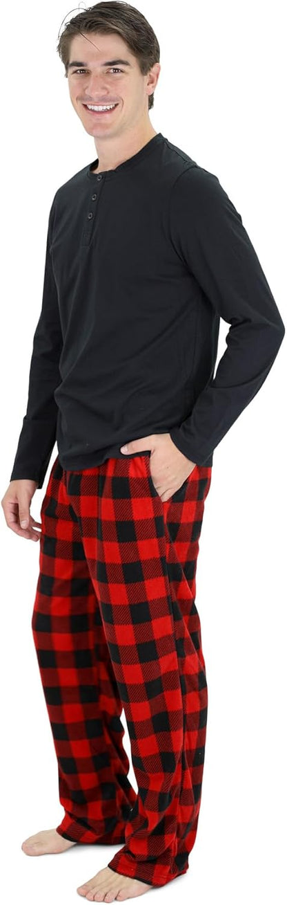 Comfortable Men's Pajama Set - Sean-Black Red-S-Nora Luxe