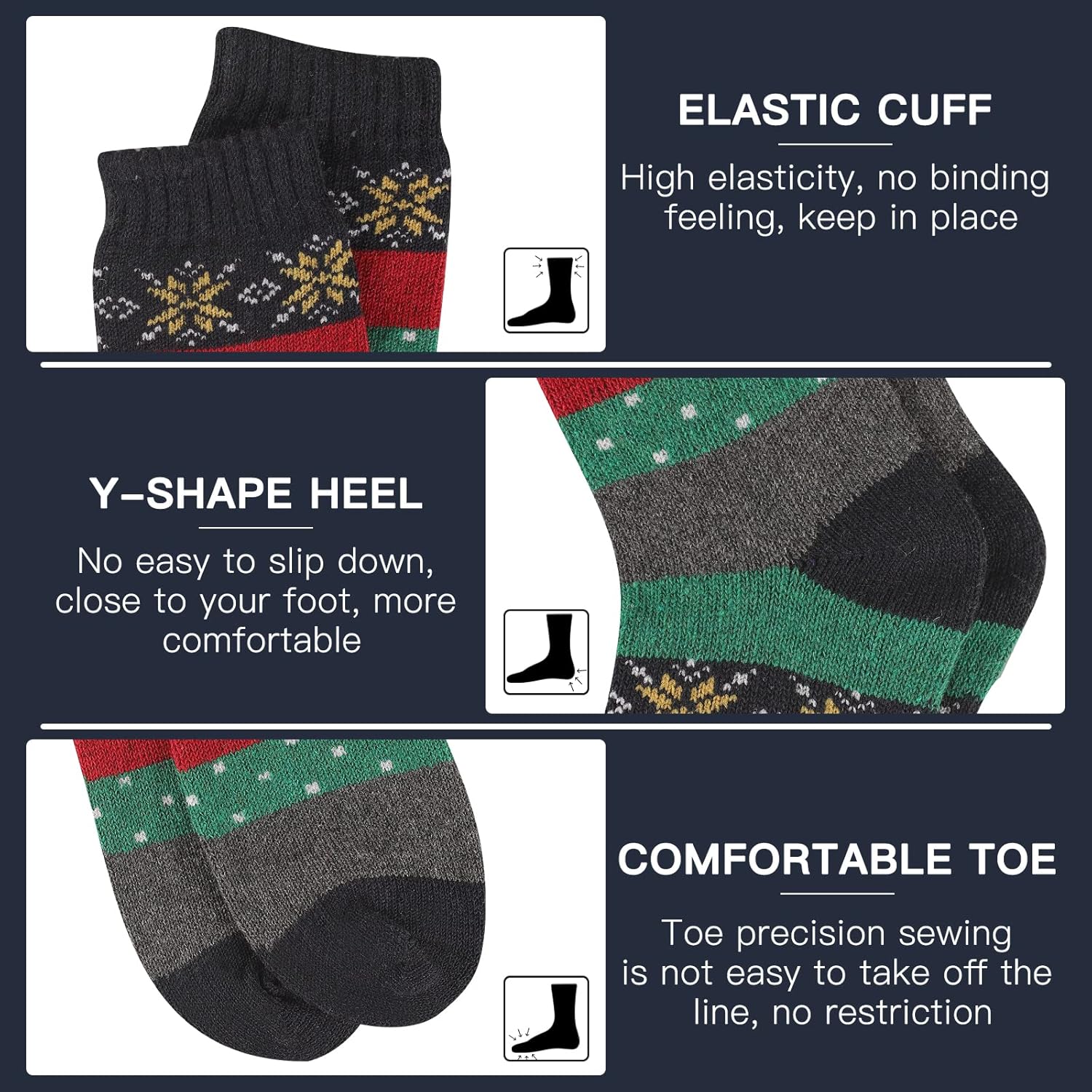 Comfortable Men's Thermal Socks (5 Pairs) - Kevin-Multicolored 1-Nora Luxe