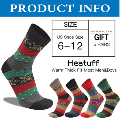 Comfortable Men's Thermal Socks (5 Pairs) - Kevin-Multicolored 1-Nora Luxe