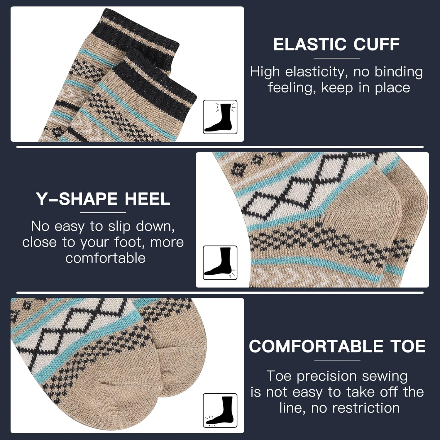 Comfortable Men's Thermal Socks (5 Pairs) - Kevin-Multicolored 1-Nora Luxe