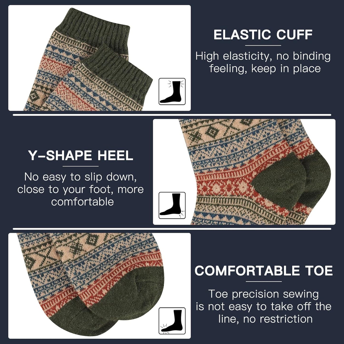Comfortable Men's Thermal Socks (5 Pairs) - Kevin-Multicolored 1-Nora Luxe
