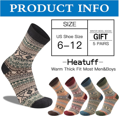 Comfortable Men's Thermal Socks (5 Pairs) - Kevin-Multicolored 1-Nora Luxe