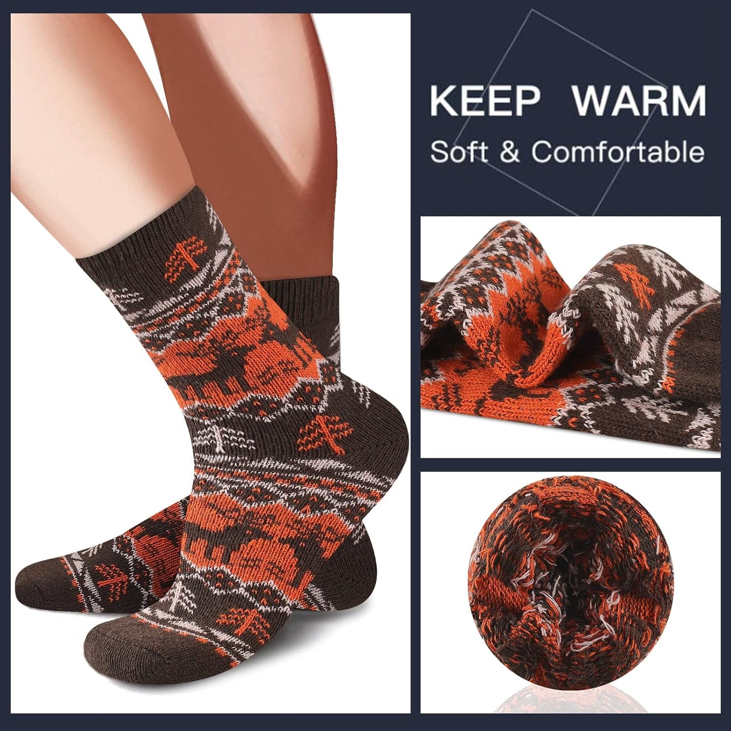 Comfortable Men's Thermal Socks (5 Pairs) - Kevin-Multicolored 1-Nora Luxe