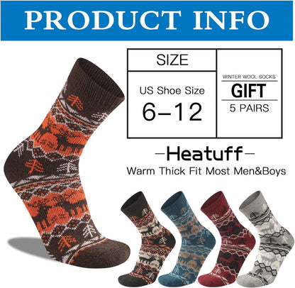 Comfortable Men's Thermal Socks (5 Pairs) - Kevin-Multicolored 1-Nora Luxe