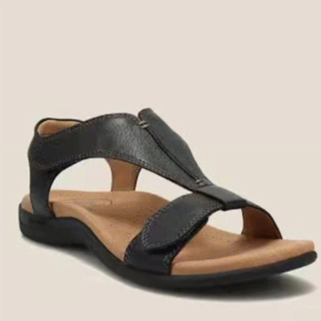 Comfortable & Orthopaedically Shaped Women's Sandals with Support – Amira-Black-4-Nora Luxe