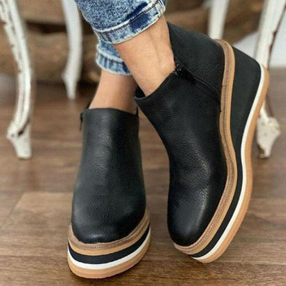 Comfortable Platform Ankle Boots - Mira-Black-4.5-The Livary