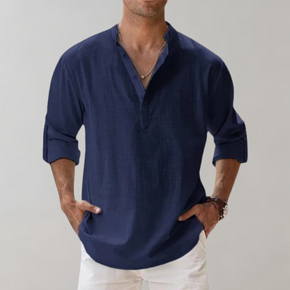 Comfortable Shirt for Men - Florian-Navy-S-Nora Luxe