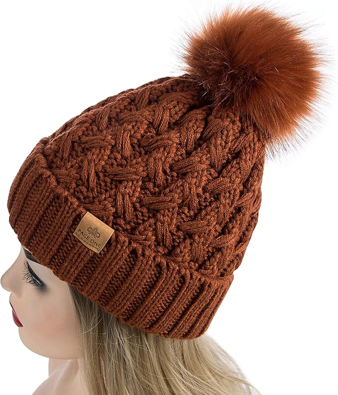 Comfortable Winter Pom Beanie - Yvonne-Beige-Nora Luxe