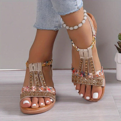 Comfortable Women's Orthopaedic Wedge Sandals with Soft Sole – Marla-Gold-3-Nora Luxe