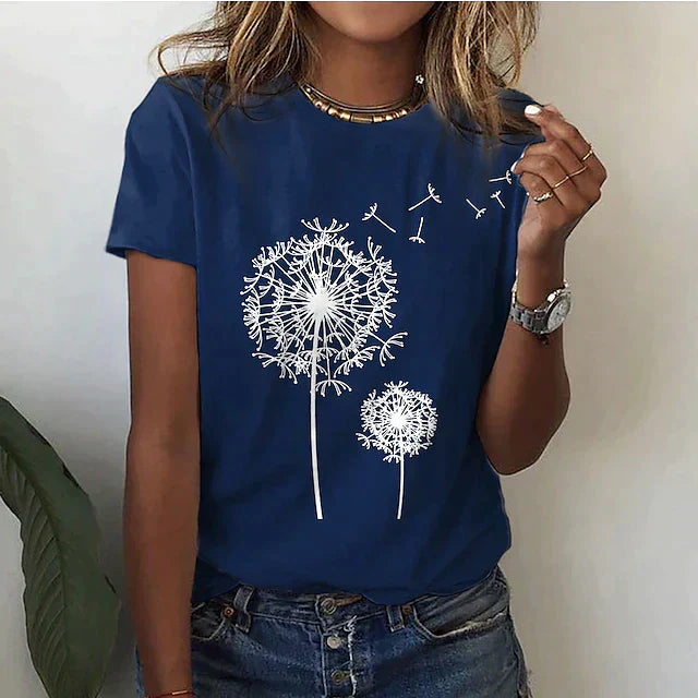Comfortable women's t-shirt with round neck & soft fabric – Rhea-Blue-2XS-Nora Luxe