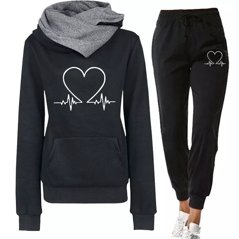 COMFORTABLE WOMEN'S TWO-PIECE TRACKSUIT - WARMFLEX™-Black-S-Nora Luxe