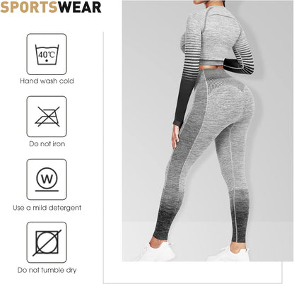 Comfortable Yoga Set - SparkFit-Long Sleeve Black-S-Nora Luxe