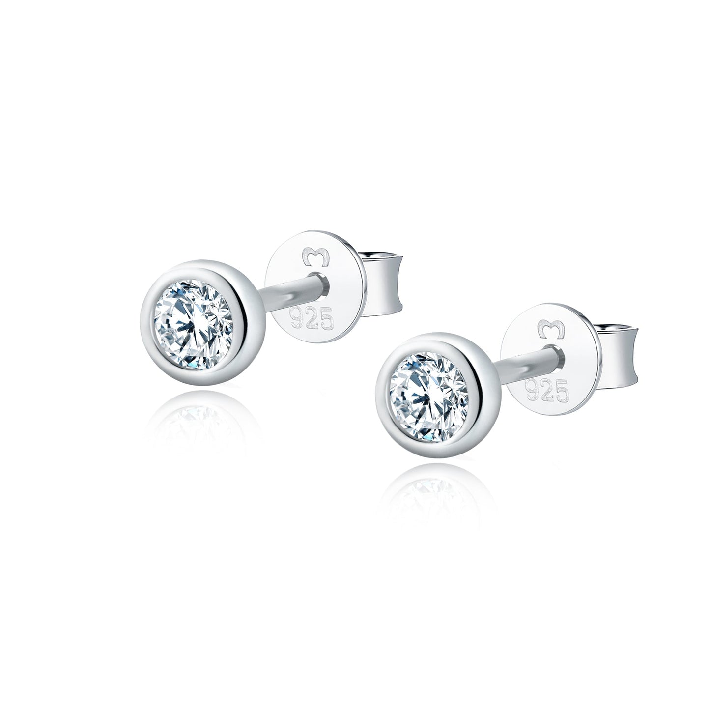 Compact Circle Earrings - Amira-Silver-White-Nora Luxe