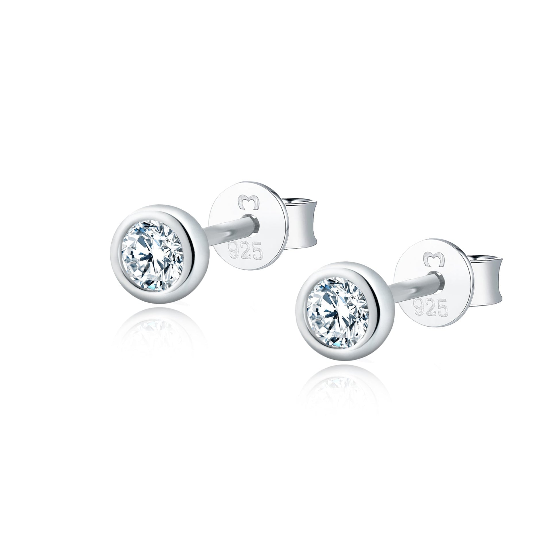 Compact Circle Earrings - Amira-Silver-White-Nora Luxe